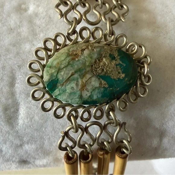 Vintage Peruvian Bamboo and Jasper  Bracelet - Picture 7 of 7